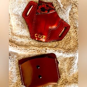 Brand New Leather Left Handed Belt Holster and ammo magazine